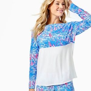 Lilly Pulitzer Finn Top in Zanzibar Blue Boatylicious print size Medium NWT